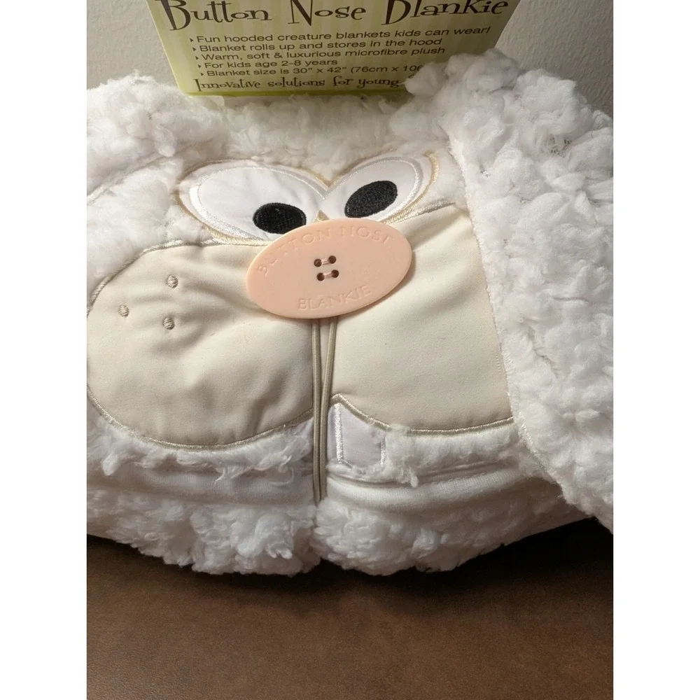 Goo Goo Baby Button‎ Nose Blankie Hooded Bunny Blanket NWT White Plush Kids